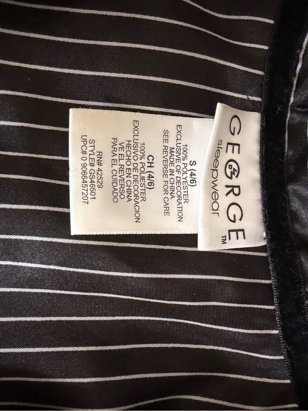 Women’s Black Pinstripe Satin Pajama Set - Picture 2 of 2
